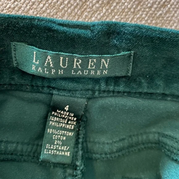Lauren - Ralph Lauren Green Velvet Pants - Size 4 - Picture 3 of 6